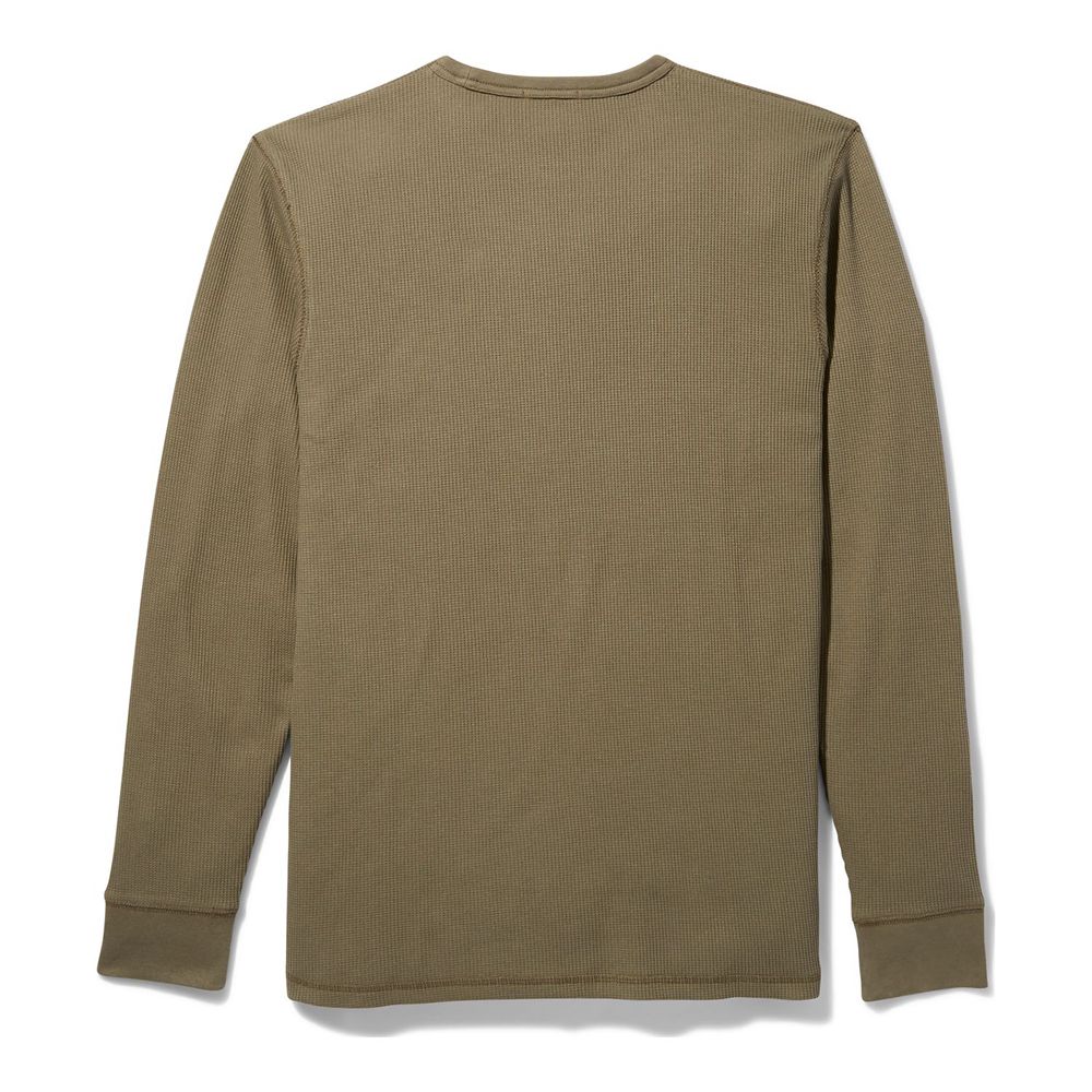 Camisa Timberland Hombre Wharf River Waffle-Knit Crewneck Verde Oliva - Chile BMO-819206